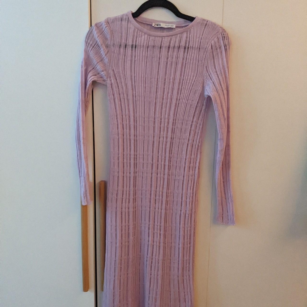 Zara Lavender Sheer Knit Top